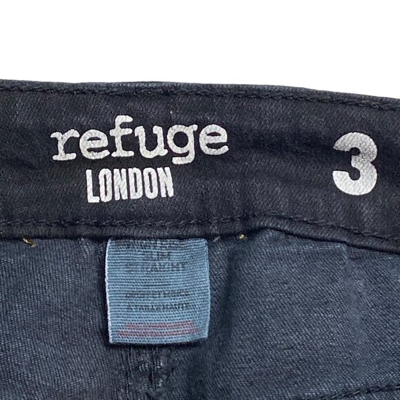 Refuge Women's High Rise Slim Straight Distressed Black Jeans Size 3 - Picture 6 of 6